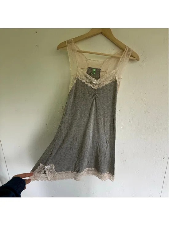 Honeydew Intimates Grey Lace Trim Chemise Nightgown - Picture 3 of 7